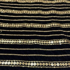 Black Color Velvet Embroidered Fabric