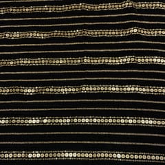 Black Color Velvet Embroidered Fabric