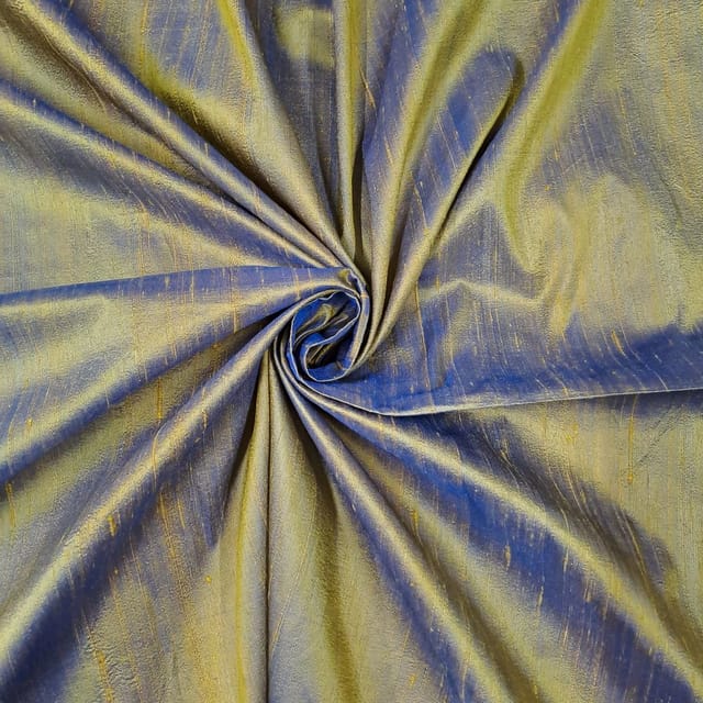 Mustard Green Color 70 Gm Two Tone Raw Silk Fabric