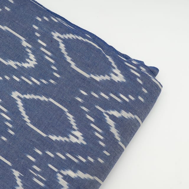 Blue Color Cotton Ikat Fabric