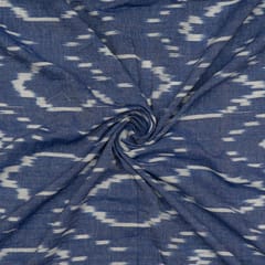 Blue Color Cotton Ikat Fabric