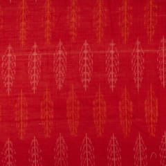 Red Color Silk Ikat Fabric