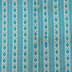 White with Blue Color Cotton Jacquard Fabric