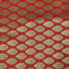 Orange Color Semi Brocade Fabric