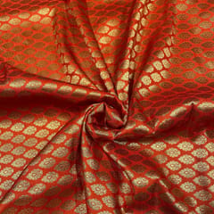 Orange Color Semi Brocade Fabric