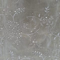 Golden Color Tissue Embroidered Fabric