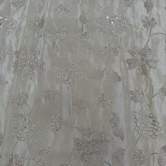 Golden Color Tissue Embroidered Fabric