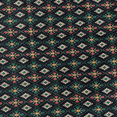 Black Color Tussar Silk Printed Fabric