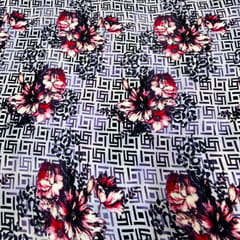 Purple Color Pure Silk Velvet Printed Fabric