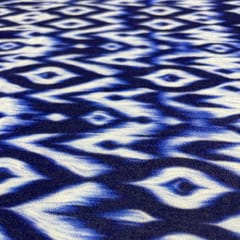 Blue Color Pure Silk Velvet Printed Fabric