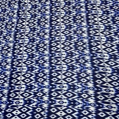 Blue Color Pure Silk Velvet Printed Fabric