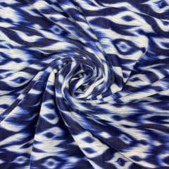 Blue Color Pure Silk Velvet Printed Fabric