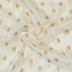 White Dyeable Dola Silk Jacquard Fabric