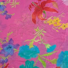 Pink Color Georgette Printed Fabric