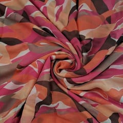 Orange Color Platinum Chiffon Printed Fabric