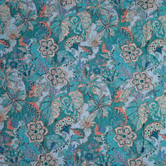 Sky Blue Color Crepe Embroidered Fabric