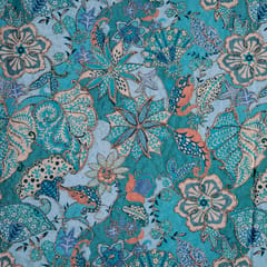 Sky Blue Color Crepe Embroidered Fabric