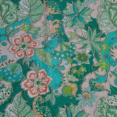 Green Color Crepe Embroidered Fabric