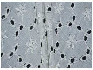 Kora Cotton Dyeable Floral Cutwork Pattern Chikankari Embroidered Fabric