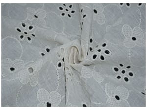 Kora Cotton Dyeable Floral Pattern Chikankari Embroidered Fabric