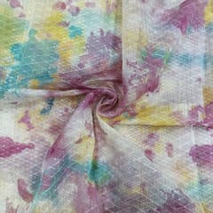 Multi Color Organza Print with Embroidered Fabric