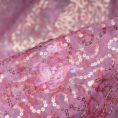 Pink Color Organza Print with Embroidered Fabric