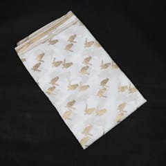 White Dyeable Katan Silk Jacquard Fabric