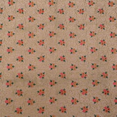 Peach Color Poly Dupion Embroidered Fabric (1.30 Meter Piece)