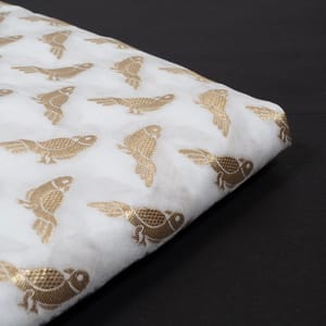 White Dyeable Katan Silk Jacquard Fabric