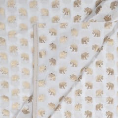 White Dyeable Katan Silk Jacquard Fabric