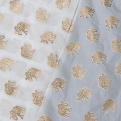 White Dyeable Katan Silk Jacquard Fabric