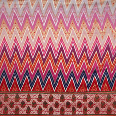 Pink Color Dola Silk Jacquard Positioned Printed Fabric