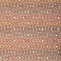 Peach Color Chanderi Zigzag Embroidered Fabric