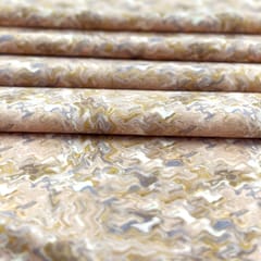 Peach Color High Quality Velvet with Marble Finish Printed Fabric