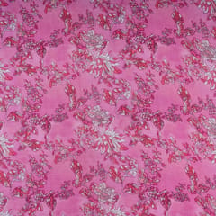 Pink Color Modal Satin Printed Fabric