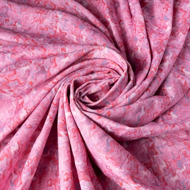 Pink Color High Quality Velvet with Marble Finish Printed Fabric