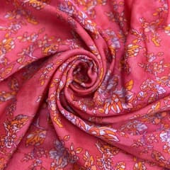 Pink Color Modal Satin Printed Fabric