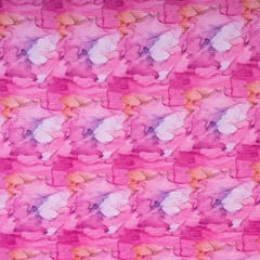 Pink Color Crushed Satin Printed Fabric