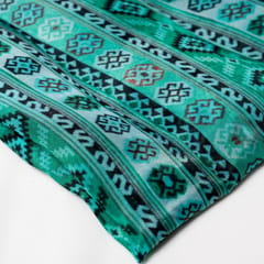 Blue Color  Viscose Silk Geometric Printed Fabric