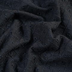 Black Color Georgette Chikan Embroidered Fabric (75CM Piece)