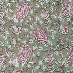 Pista Green Color Cotton Voil Printed Fabric