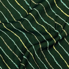 Dark Peacock Green Shade Leheriya Printed Muslin Fabric Material