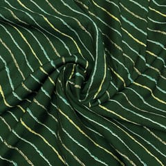 Dark Peacock Green Shade Leheriya Printed Muslin Fabric Material