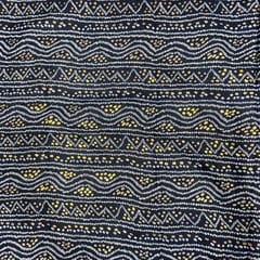 Navy Blue Color Linen Slub Foil Printed Fabric