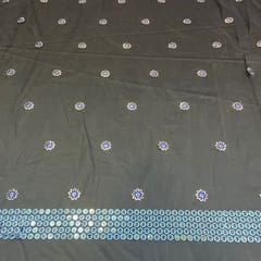 Navy Blue Color Net Embroidered Fabric