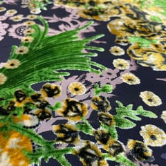 Black Color Velvet Brasso Printed Fabric