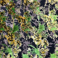 Black Color Velvet Brasso Printed Fabric