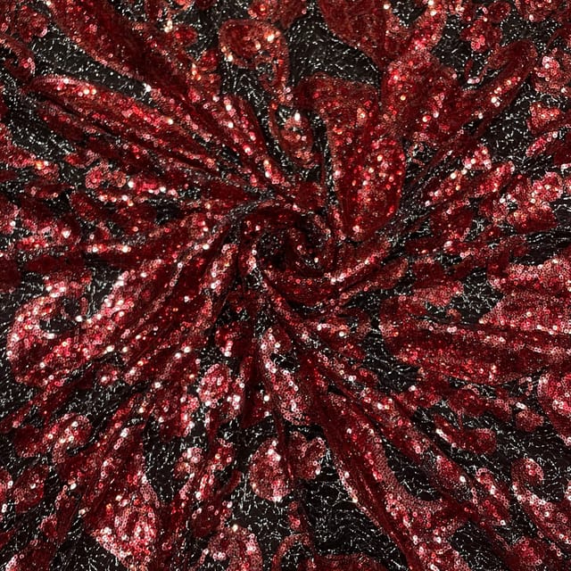 Maroon Color Imported Sequins Fabric