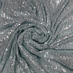 Pastel Blue Color Lycra Sequins Embroidered Fabric