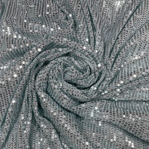 Pastel Blue Color Lycra Sequins Embroidered Fabric